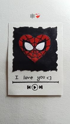 a piece of paper with the words i love you 3 mom written on it and spiderman's face