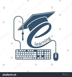 a computer keyboard and graduation cap with the word learning