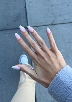 Clear Nails Inspiration, Bubble Bath With White Tip Nails, Clean Acrylic Nails Classy Almond, Fresh Almond Nails, Clean Girl Aesthetic Nails Almond, Nails Acrylic Clean Girl, Matte Bubble Bath Nails, Fresh Clean Nails, Acrylic Nails Bubble Bath