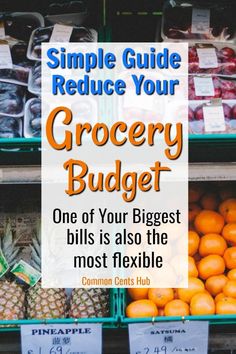 an image of grocery budget with the text simple guide reduce your grocery budget one of your biggest bills is also the most flexible