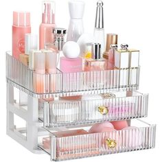 Description: Large Capacity Storage: Keep your makeup organized and within reach with this elegant acrylic makeup organizer. This makeup organizer with drawers and a removable top partition tray is perfect for storing all your skincare, cosmetics, perfume and jewelry. Elegant Design: Our makeup storage boasts a glass-like texture that adds a touch of sophistication to any vanity or bathroom countertop. The clear vanity storage is perfect for any decor and allows you to easily see everything you 39 Perfume, Makeup Organizer Countertop, Acrylic Makeup Storage, Skincare Organizer, Clear Makeup Organizer, Nail Makeup, Makeup Display, Lipstick Eyeshadow, Lipstick Brush