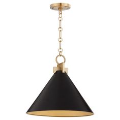 Quorum International 68-16-5980 16 Cone Pendant In Matte Black W/ Aged Brass Gold Cone Pendant Light, Black Brass Pendant Necklace, Black And Brass Pendant Light The Home Depot, Black And Brass Cone Pendant Light, Black And Gold Geometric Pendant Light, Aged Brass, Matte Black, Pendant Lighting, Brass