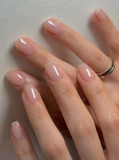 shimmery nude nails with French tips Neutral Everyday Nails, Best Classy Nails, Classy Short Nail Colors, Nail Simple Short, Gel Polish Nail Designs Nude Color, Very Short Gel X Nails, Natural Looking Nails Short, Short Clean Gel Nails, Natural Looking Gel Nails Classy