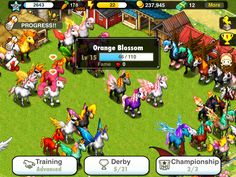 the game has many different types of horses and other animals in it, including an orange blossom