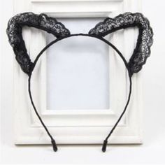 Brand New Black Lace Cat Ears Headband Black Cat Ears, Lace Hairband, Cheap Hair Accessories, Cat Ear Headband, Hair Clasp, Cat Ears Headband, Party Hair Accessories, Costume Ball, Fox Ears