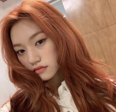 Red Hair Korean, Hair Color Orange, Korean Hair Color, Red Hair Inspo, Kim Doyeon