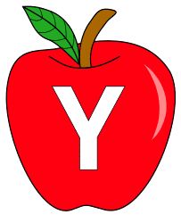 an apple with the letter y on it