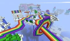 an image of a rainbow colored bridge in minecraft