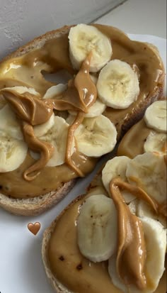 peanut butter and banana slices on top of toast