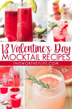 valentine's day cocktail recipe collage with text overlay