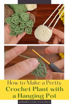 how to make a pretty crochet plant with a hanging pot