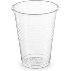 a clear plastic cup on a white background