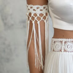 Bridal Body Jewelry, Macrame Clothes, Boho Bridal Jewelry, Arm Bracelet, Shoulder Jewelry, Macrame Wedding, Macrame Dress, Arm Bracelets, Tassel Bracelet