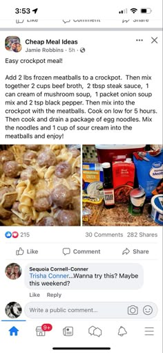 the facebook post is being used to describe what food they are eating and how it looks like