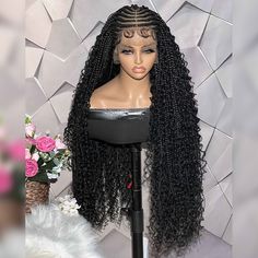 Wig On Mannequin, Frontal Wig Hairstyles, Braid Inspiration, Front Braids, Braid Wig, Wigs Synthetic, Really Long Hair, Braided Cornrow Hairstyles, Lace Frontal Wigs