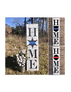 two wooden signs sitting next to each other