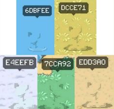 four different color options for the game's title and screen colors, including blue, green