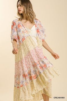 UmgeeSheer mixed floral print tiered open front long kimono. A lightweight and breezy kimono that's perfect for showcasing your favorite summer looks and adding texture and color to your wardrobe.Color: Cream MixSizes: S-M-LOur model is 5' 8" wearing a small 100% Polyester, importedC5/A0266 Open Kimono, Wardrobe Color, Long Kimono, Summer Looks, Front Open, Floral Print, Floral Prints, Texture, Cream