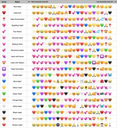 the emojons are all different colors and sizes, but they have hearts on them