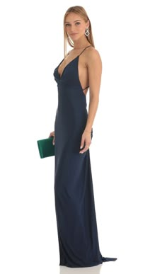 Ladie Gathered Cross Back Maxi Dress in Navy | LUCY IN THE SKY Maxi Dress With Train, Navy Blue Prom Dresses Long, Blue Ball Dresses, Navy Satin Dress, Blue Wedding Guest Dresses, Navy Long Dress, Navy Blue Formal Dress, Navy Prom Dresses, Navy Blue Prom Dresses