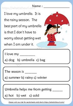 an english worksheet with the words i love my umbrella