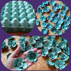 the process of making flowers out of egg shells