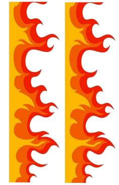 two yellow and red flames on white background