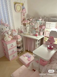 a room filled with lots of pink furniture and decor