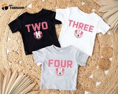 Disney Birthday Shirt: Minnie & Mickey Mouse Boy & Girl Tee Birthday Age Shirt Jersey Bedding, Disney Birthday Shirt, Disney Birthday, Boy Shirt, Boy Tees, Home T Shirts, Girls Tees, Shirt Collection, 3d T Shirts