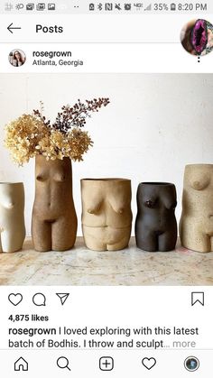 three vases with flowers in them sitting on a table next to each other and the caption says, i love you