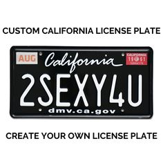 the license plate for this california license plate is black with white letters and red lettering