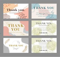 four thank cards with different designs