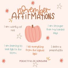 November affirmations. Positive affirmations to start your month off right? November Affirmations Wallpaper, New Month Positive Affirmations, Quotes About November, December Affirmations