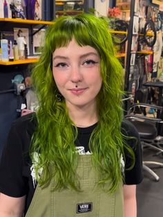 Random Bleached Hair, Green Hair Dark Roots, Green Mullet Hair, Light Brown And Green Hair, Muddy Green Hair, Green Ghost Roots, Mossy Green Hair, Color Placement Hair, Matcha Green Hair