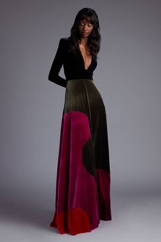 Be truly unforgettable in this evening gown by Greta Constantine. Crafted from luxurious velvet, the Matson gown is perfect for any formal event. Its timeless style and stunning silhouette will have you turning heads wherever you go. True to size Made in Toronto | Fabric milled in Italy Dry Clean *Note that Special Order pieces take 22 - 26 weeks to ship. Greta Constantine, Simple Tees, Military Inspired, Apparel Design, Crew Neck Tee, Black Tie, Evening Gown, Summer Wardrobe, Evening Wear