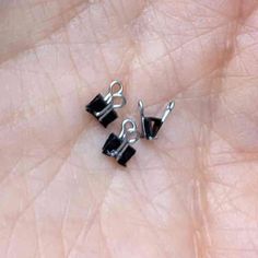 Black Binder Clips Set of Three | Dollhouse Miniature | Itsy Bitsy Mini Black Binder, Binder Clips, Doll House, Miniatures, Black