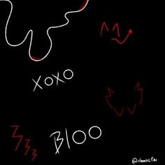 the words xoxo are written in chalk on a blackboard with red and white writing