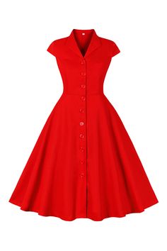 Zapaka Women Red Vintage Dress Button V Neck 1950s Dress With Short Sleeves – ZAPAKA Vintage Wedding Party, Vintage Red Dress, Robes Vintage, Work Blazer, 1950s Dress, Winter Coats Women, Mode Vintage, 1950s Vintage, Blazer Dress