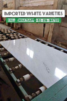 an image of white marble in the process of being polished and polished with text that reads important white varieties gali / whatsapp