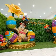 an easter display in a shopping mall