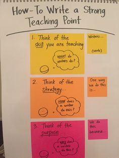 a poster with writing on it that says how to write a strong teaching point