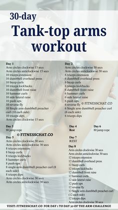 30 days challenge exercise Arm Challenge 30 Day, 30 Day Arm Workout Challenge, Tank Top Arms Workout, 30 Day Arm Challenge, Get Rid Of Flabby Arms, Tank Top Arms, Arm Workout Challenge, 30 Day Arm, Tank Top Arm