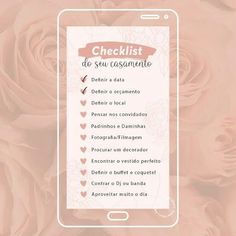 an image of a cell phone screen with the text checklist de seu causamentoe