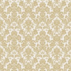 an ornate wallpaper pattern in gold and white