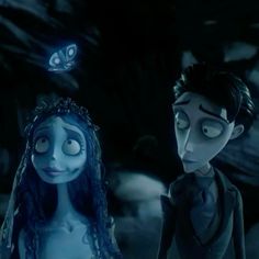 the corpse bride and groom are staring at each other