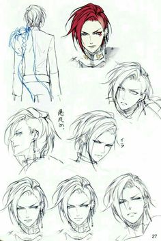 some sketches of different hairs and hair styles