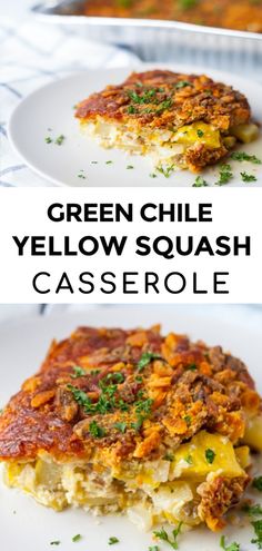 Comfort food delicious Green Chile Yellow Squash Casserole recipe. Cheesy Squash, August Recipes, Veggie Casseroles, Squash Dishes, Yellow Squash Casserole, Veggie Box, Summer Squash Recipes, Yellow Squash Recipes, Squash Casserole Recipes