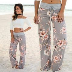 Women's Casual Floral Print Sweatpants Gym Pants Women, Celana Fashion, Estilo Hipster, Trousers Women Wide Leg, Summer Pants Women, Summer Ootd, Printed Sweatpants, Fashion Bottoms