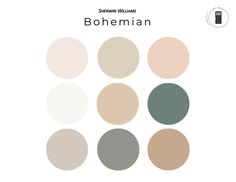 the color scheme for bohemian is shown in different shades and sizes, including neutrals