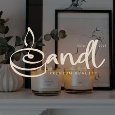 candles on a mantle with the words candle premium quality